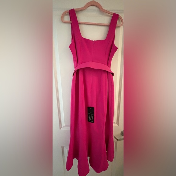 Melanie Lyne Pink Flared Tulip Hem Belted Dress - Size 6 - Picture 13 of 13